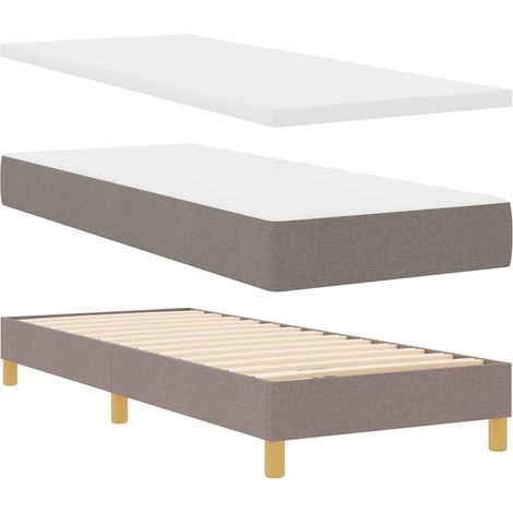 Lit simple,Lit adulte,Lit coffre avec matelas – taupe, 80x200 cm, tissu (1/5)