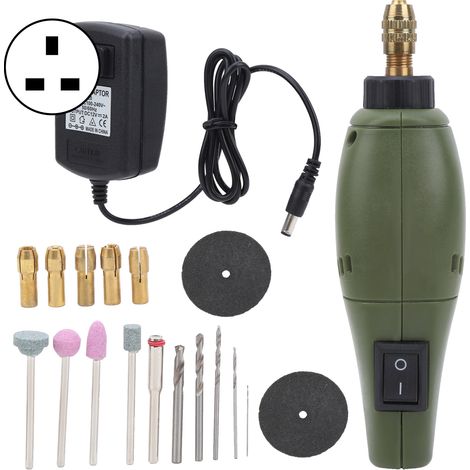 Kit outil rotatif électrique mini polisseuse graveuse pour bois sculpture DIY - 110-240V fiche UK (1/5)