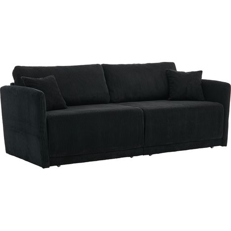 Sofá cama convertible de tela negra estilo minimalista moderno MODENUIT (1/5)