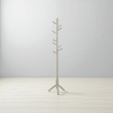 Appendiabiti da terra in legno con 9 ganci base tre piedi altezza 180 cm Grigio (1/3)