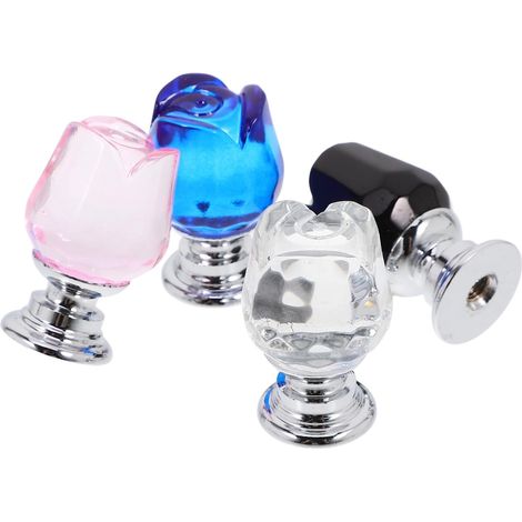 4 Pièces Bouton Poussoir Wc Rose Décoratif, Alliage Cristal (1/5)
