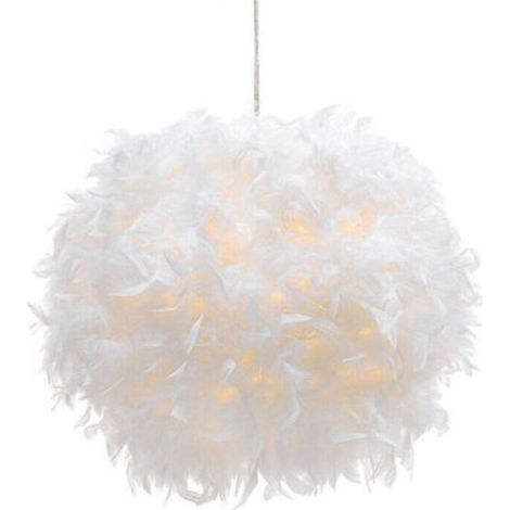 Abat-jour Plume pour Lumière de Pendentif Lustre de Plafond, Abat-jour pour lampe suspendue ou lampe de table, Décoration pour Chambre à Coucher, Salon et Mariage, Réducteur Inclus, 30 cm (1/5)