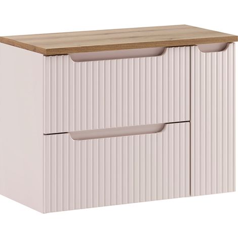 Mueble bajo lavabo de 80 cm con 3 cajones, modelo Riva, en cachemira y madera (1/5)