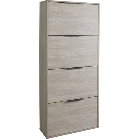 Scarpiera 4 ribalte rovere gessato  cm 65x25x147 h