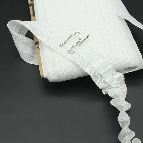 30m x 3cm narrow drawstring curtain with cord, pleated fabric curtain waistband, lining, top hook, and accessories. (1/5)