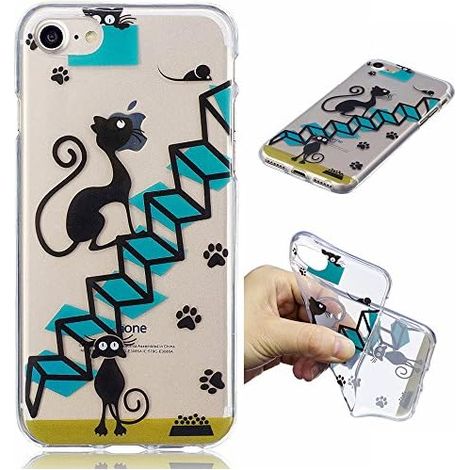 CUSTODIA PER XIAOMI MI 9 IN SILICONE CON RETRO TRASPARENTE E MOTIVO GATTO