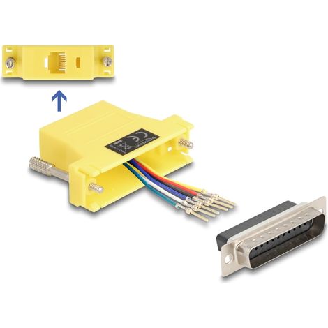 Delock D-Sub macho de 25 pines a RJ12 hembra, kit de montaje amarillo