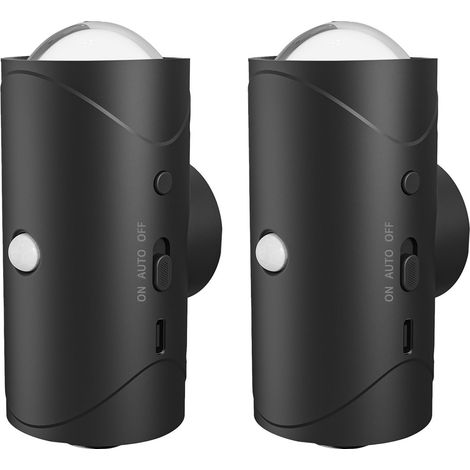Lampe murale LED rechargeable HL-016A 2pcs applique magnétique RGB capteur mouvement noir (1/4)