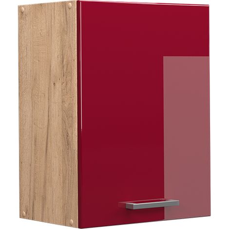 Pensile da cucina R-Line, Rosso bordeaux lucido, 45 cm, Vicco