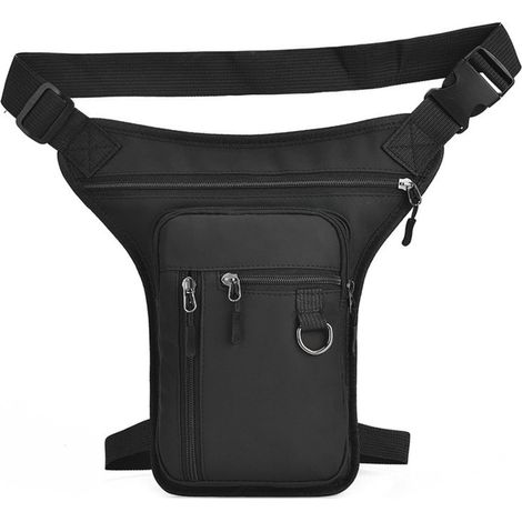 Sac de jambe pour moto et randonnée, en polyester résistant à l'eau de 17 cm, pochette pour téléphone portable, voyage, noir, gris, bleu, doré (noir) (1/5)
