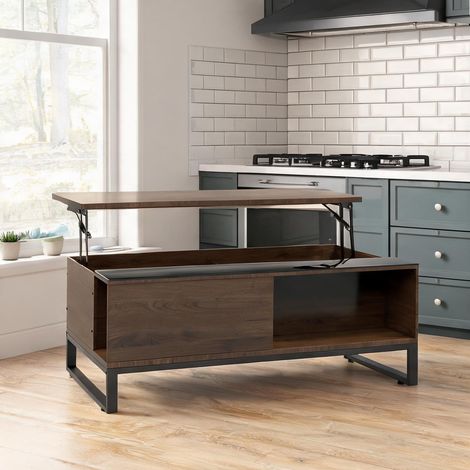 Table basse coloris walnuss noir 102 x 58 x 35,5 cm (1/5)