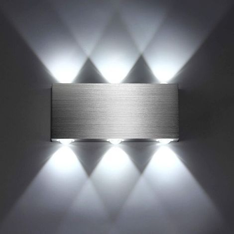 6W LED Indoor Wall Light, Modern Square Up/Down Aluminum Wall Lamp, Decorative Lighting for Bedroom, Office, Bedside, Hallway, Living Room, Hotel, Bar, Cool White [Energy Class A] (1/5)