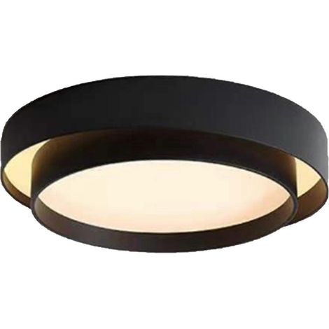 Plafonnier rond, double anneau à lumière chaude, plafonnier de couloir, éclairage intérieur protecteur pour les yeux, noir FO (1/5)