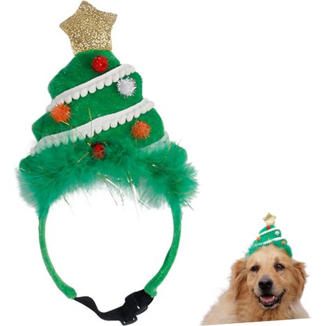 Decorazione natalizia per animali domestici, cerchietto a forma di albero di Natale, morbido peluche per giochi di ruolo e feste con gli animali.