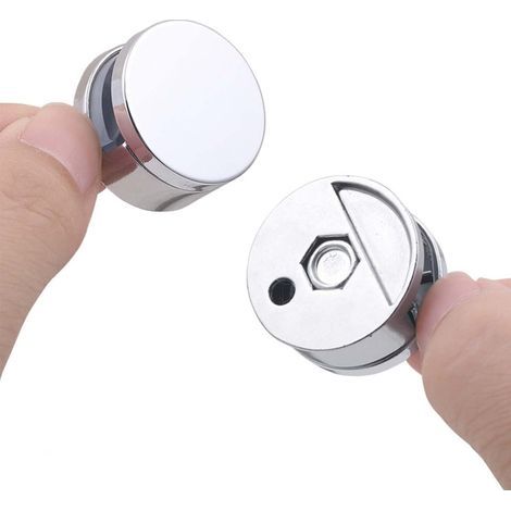 2 pcs, pinces rondes pour miroir, Pinces en Verre pour Miroir de Salle de Bain Supports Rond Mural en Alliage de Zinc - Fixation de miroirCharge 15kg (1/4)