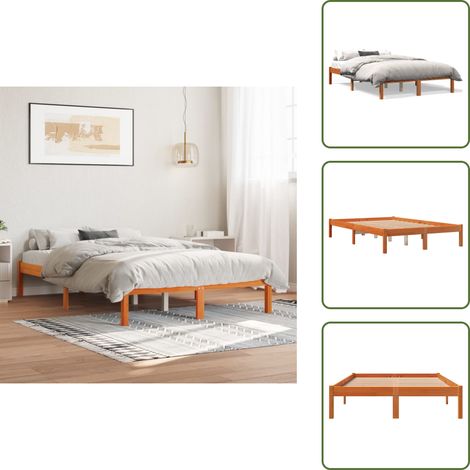 - vidaXL Letto senza Materasso Marrone Cera 135x190 cm in Legno di Pino -