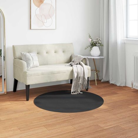 vidaXL Tappeto antiscivolo in sintetica di coniglio OLITE Nero Ø 80 cm