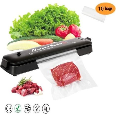 Molibai Food Vacuum Sealer, Automatic Vacuum Sealing Device with 10 BPA-Free Bags for Food, Meat, and Vegetables (1/4)