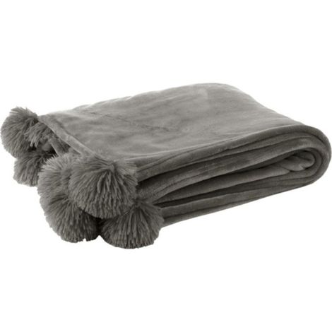 Plaid à Pompons "Blanket" 130x170cm Gris
