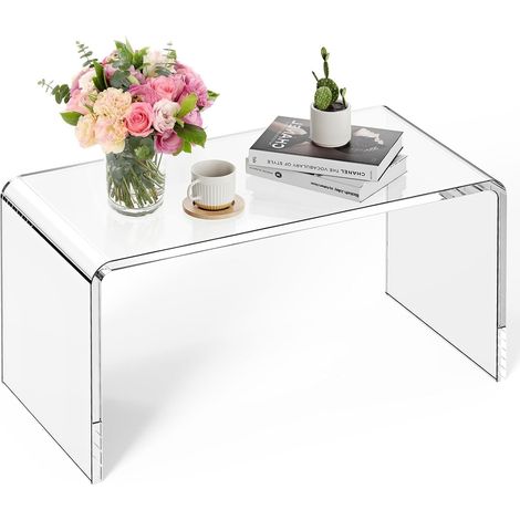 Table basse acrylique transparente 81.28×40.13×41.40cm épaisseur 20mm salon bureau chambre (1/5)