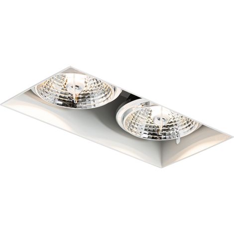 QAZQA Moderno Foco empotrable moderno blanco GU10 AR70 sin marco 2 luces - Oneon Acero Rectangular Adecuado para LED Max. 2 x 50 Watt
