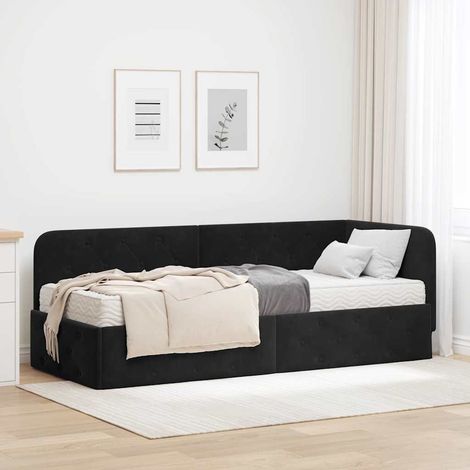 vidaXL Eckbettgestell Schwarz 80 x 200 cm Samt (1/5)