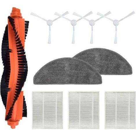 Lot de 10 accessoires de rechange pour aspirateur robot Xiaomi E10 B112/E12,brosse à rouleau principale,brosse (1/5)