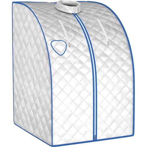 COSTWAY 1000 W Sauna a Vapore Portatile con Telecomando, Sauna Domestica Bagno di Vapore con Sedia, Sauna Spa 3L, Funziona Timer 15-90 min (Argento)