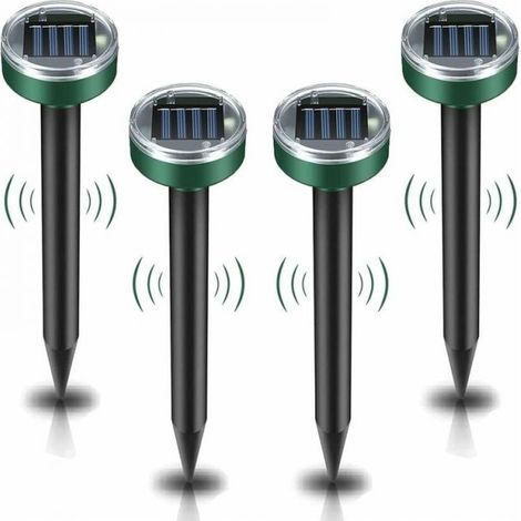 Solar-powered ultrasonic rat repellent, 4 pieces, rodent repellent, IP65 waterproof, garden rat repellent (1/4)
