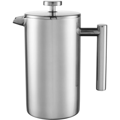 Elegante cafetera de émbolo francesa de 1000 ml, color plata, Barista duka (1/5)