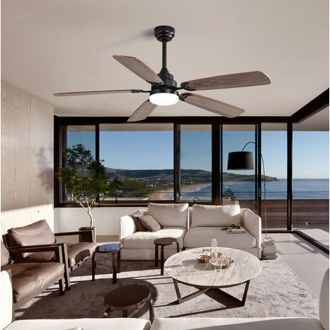 Ventilador de techo 132 cm, con luz LED, mando a distancia, silencioso, 6 velocidades, motor DC, negro (1/5)