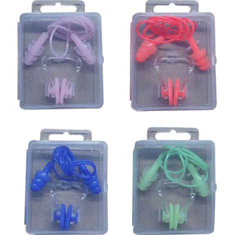 Bouchons D Oreilles Et Clip Nasal En Silicone - Protection Anti Eau Pour Natation - Taille Unique Adulte Et Adolescent - Lot De 4 (1/5)
