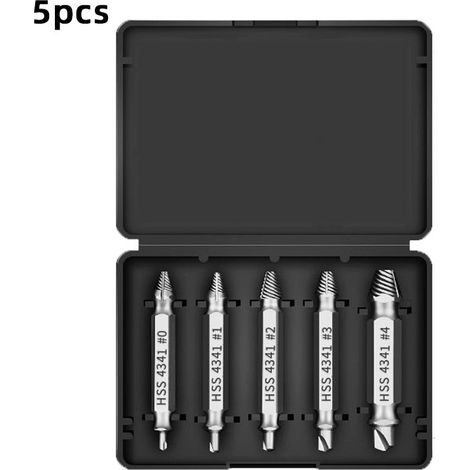 Coffret de 5 forets en acier rapide pour l'extraction de boulons cassés.