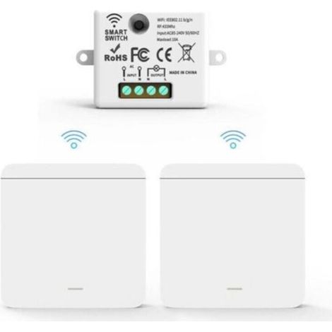 Interrupteur d'éclairage sans fil, interrupteur de sécurité de l'émetteur RF et contrôleur de récepteur 10A, installation facile pour lampe jusqu'à 1500W