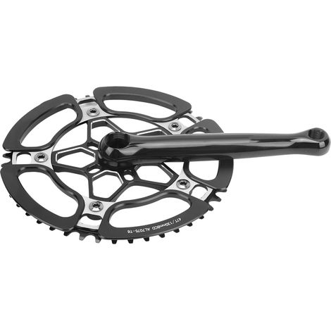 BCD130mm Fahrradkurbelgarnitur Kurbelarm Aluminiumlegierung 47T Singlespeed-Kettenblatt Zubehör Schwarz (1/5)
