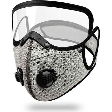 Masque anti-poussière de sport, filtre à charbon actif, réutilisable, respirant, activités de plein air, travail du bois, tonte et course à vélo, gris 2 pièces (1/2)