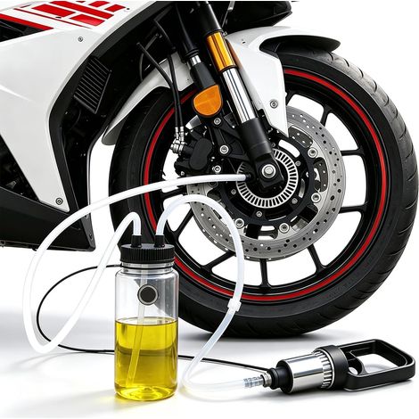 Kit de Purgeur de Frein Moto Con propiedades magnéticas  Clapet anti-retour Intégré, 400ML Réservoir de Liquide, Tuyaux en Silicone de 60/40 cm, Convient à toutes les motos (1/5)