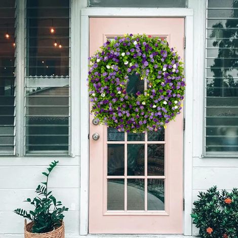 Guirlande Artificielle - Printemps Été - Pour Porte D'Entrée Intérieur Extérieur - Diamètre 30 Cm - Fleur Artificielle En Plastique Et Feuillage En Polyester - 1 Pièce (1/5)