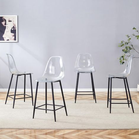 Lot de 4 tabouret bar argent - pour cuisine doré et chaise - confort optimal (1/5)