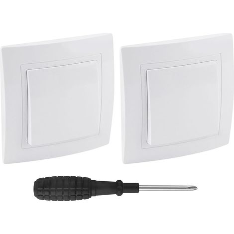 2 PCS Interrupteur Mural 10A 250V Interrupteurs Encastrable Bouton  Interrupteur Unité poussoir lumiere Interrupteurs Extra Plat pour Escalier Couloir Chambre Coucher-Blanc unidirectionnel (1/5)