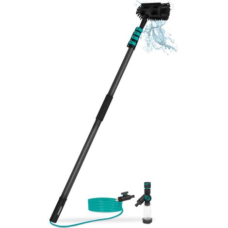 VONROC Brosse télescopique PRO carbone 3K – 6,5 m – tête 5 faces, tuyau 9 m et savon