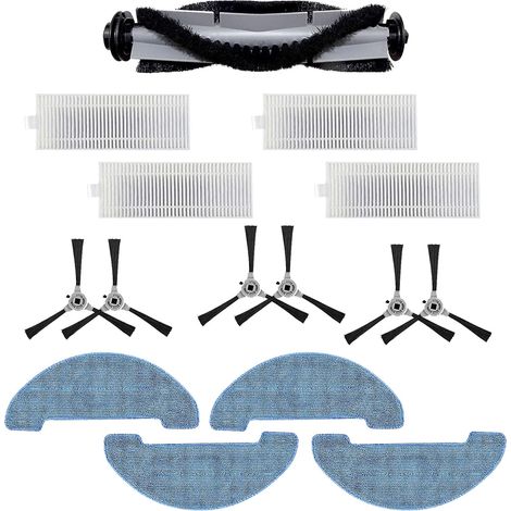Yooria Zubehörset für Venga VG rvc 3000 und VG rvc 3000 BS Staubsauger – 6 Seitenbürsten, 1 Walzenbürste, 4 Wischtücher, 4 Filter
