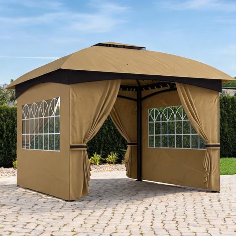 Tonnelle de jardin beige 335 x 335 x 285 cm (1/5)