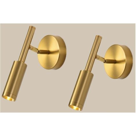 Set di 2 applique a LED - Lampade da comodino per interni - Lampade da lettura girevoli - Oro (1/4)