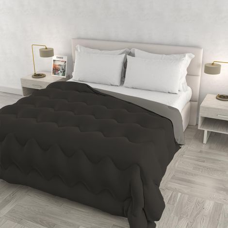 Couette d’Hiver Bicolore Double Face, édredon Garni 250 g – lit Double 250x250 cm – Lavable en Machine – Chocolat/Sable (1/5)