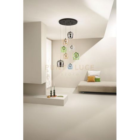 SOSPENSIONE 8 LUCI PINTA NERO LED 3000K 2880LM 48W DIMMERABILE SENZA VETRO DIMMERABILE