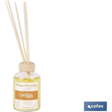 Diffuseur à bâtonnets de 50 ml, parfum orange et cannelle, longue durée et enveloppant.