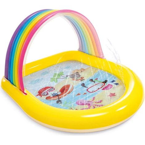 piscina gonfiabie per bambini intex "arcobaleno" con spruzzino in vinile 147x130x86 cm - cod. 57156np