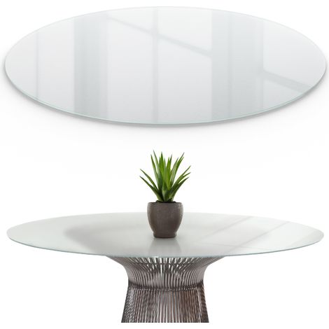 Tischplatte aus Hartglas Rund - Milchglas - Glasplatte für den Esstisch - Elegantes und modernes Glasdesign - Loungetisch Ø 80 cm (1/5)