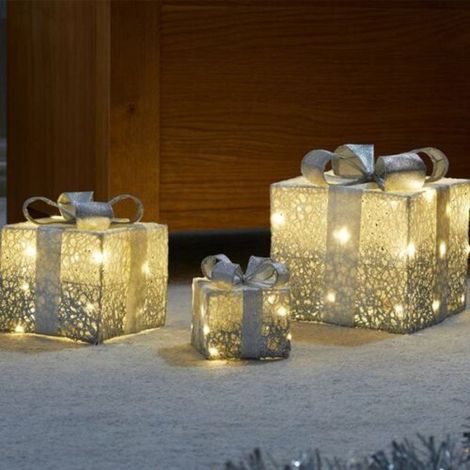 3pc LED Christmas Presents Lighting (Silver) (1/4)